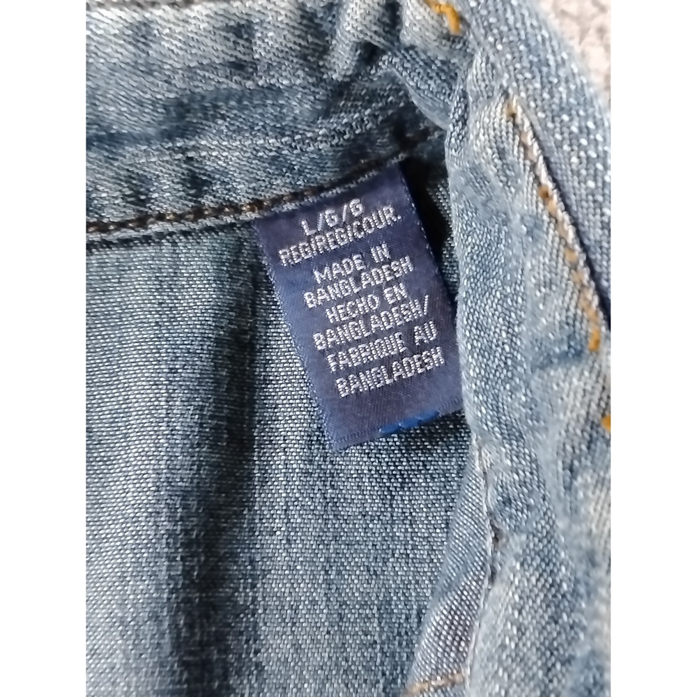 Wrangler Cowboy Cut Western Denim Shirt L Pearl Snap Workwear Minimalist - Picture 7 of 9